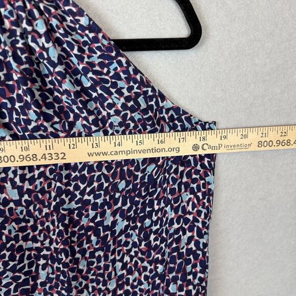 Ramy Brook High Neck Halter Tank Top XS Navy And Pink Flowy 100% Silk - Picture 2 of 6